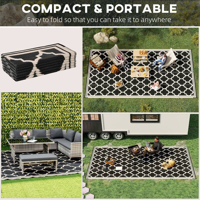 Outsunny Reversible Outdoor RV Rug, Patio Floor Mat, Plastic Straw Rug for Backyard, Deck, Picnic, Beach, Camping
