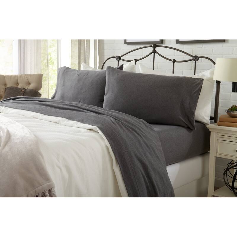 Premium Heathered Melange T-Shirt Jersey Knit Sheet Set