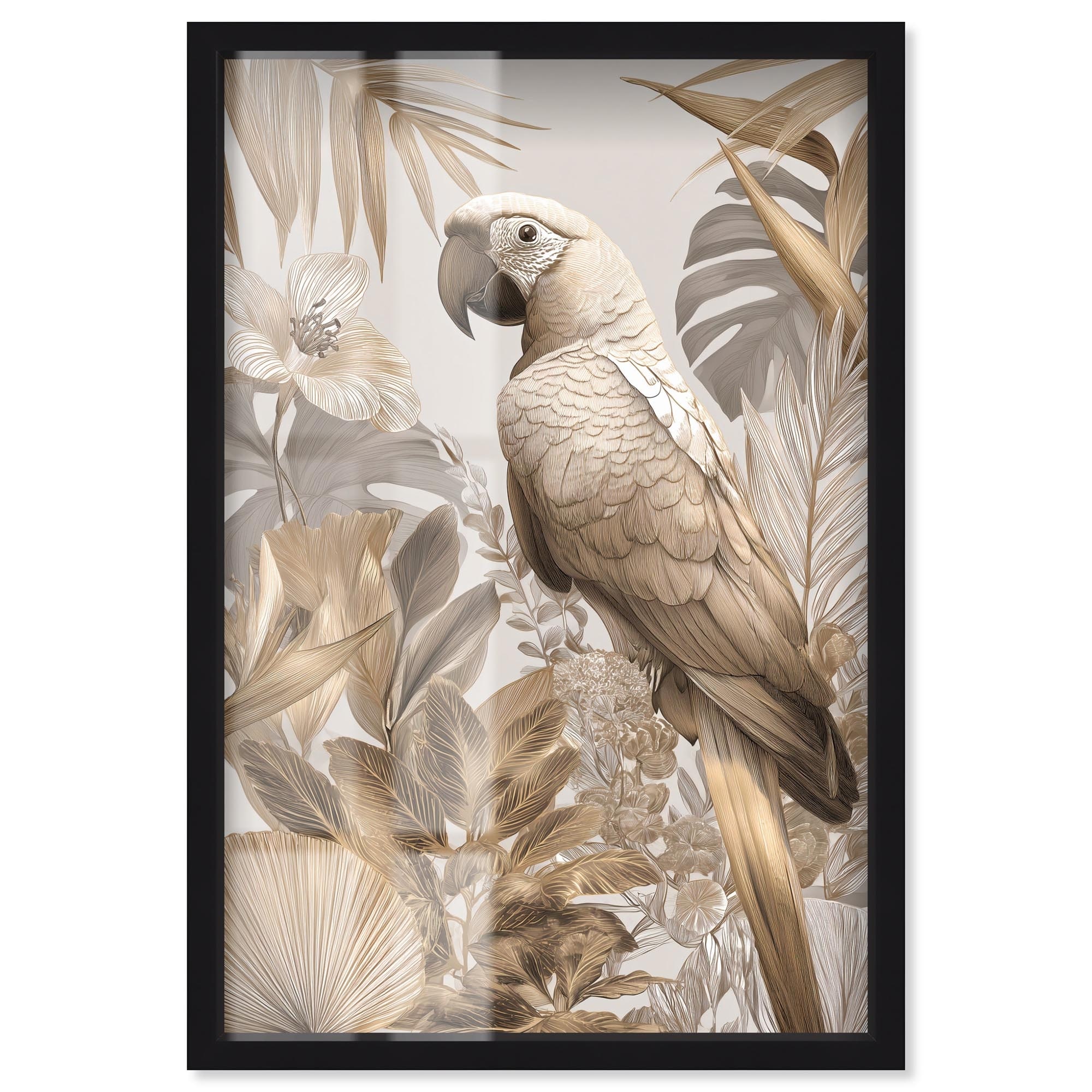 Golden Macaw Kitchen Wall Decor Shadowbox Print by Art Remedy