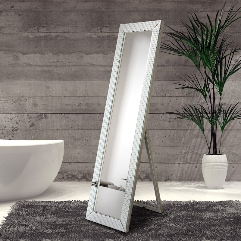 Bling Beveled Wall Mirror Glass Cheval, Bathroom, Bedroom, Living Room Ready to Hang 64"x18" - Clear - 64 x 18