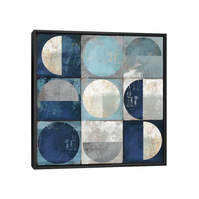 iCanvas "Teal Crescent" by Tom Reeves Framed Canvas Print - Black - 18x18