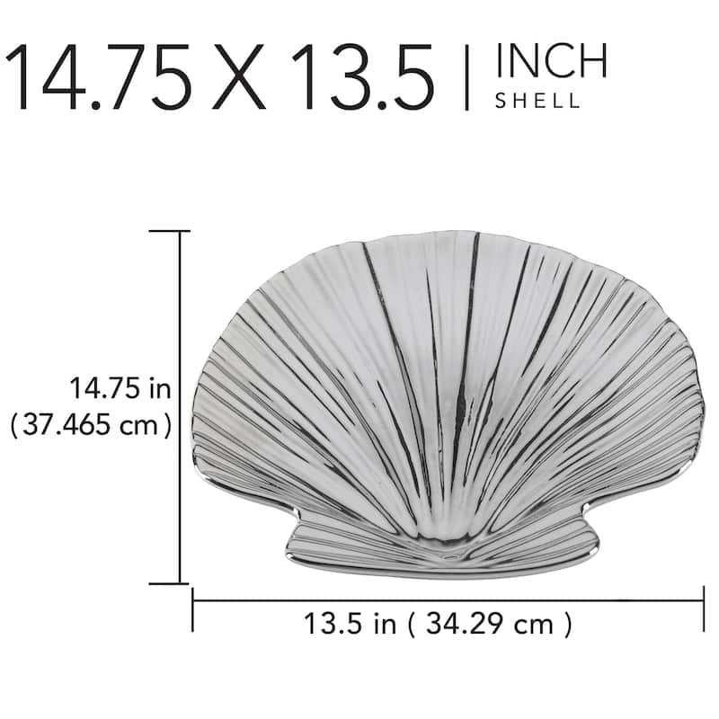 Certified International Silver Coast 3-D Shell Platter - 14.75" x 13.5" x 1.5"