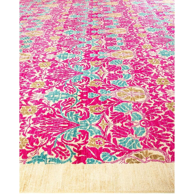 Overton Handknotted Wool Vintage Inspired Contemporary Arts & Crafts Ivory Area Rug - 14' 5" x 11' 7"