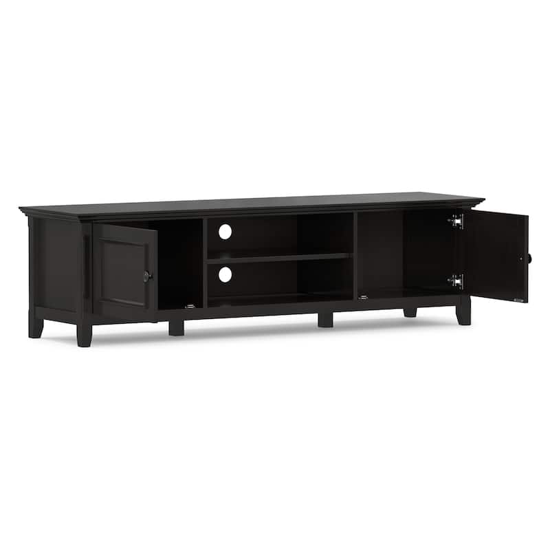 WYNDENHALL Halifax SOLID WOOD 72 inch Wide Transitional TV Media Stand in Hickory Brown For TVs up to 80 inches