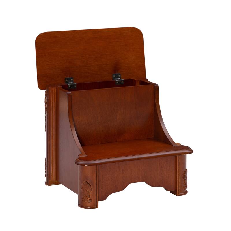 Linon Gabrielle Woodbury Mahogany Bed Steps with Storage