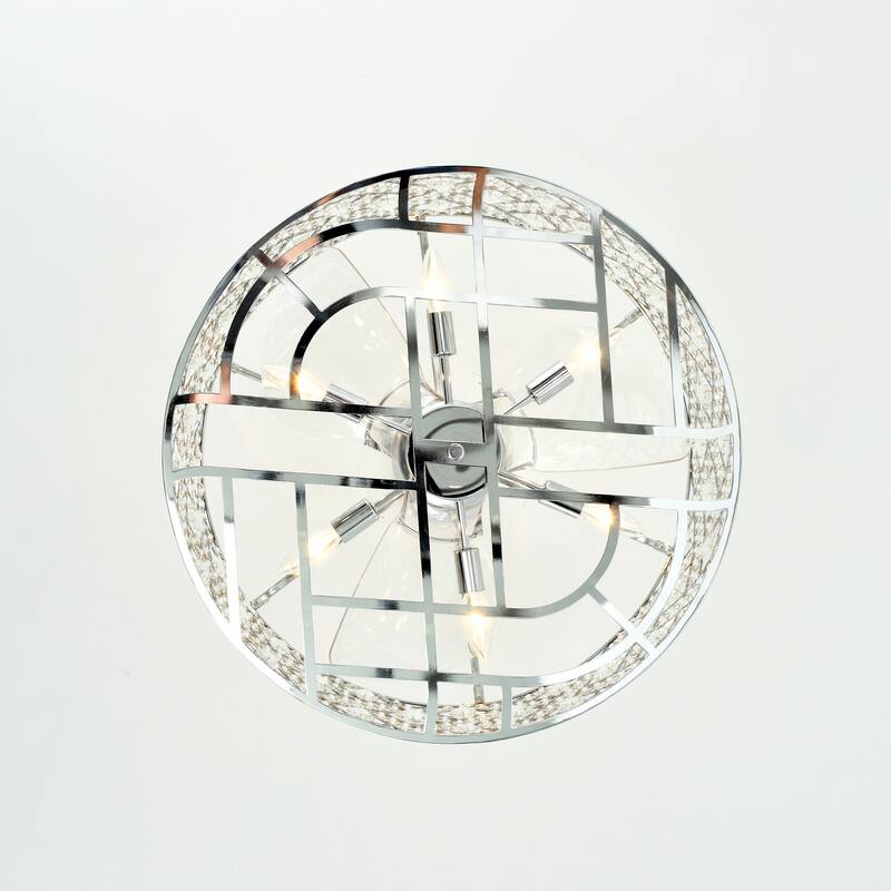 Alexia 24 Inch Chrome Finish Modern Glam Style Crystal Ceiling Lighted Fandelier with Remote