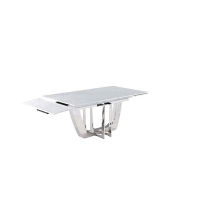 Somette Juliet Extendable Carrara Marble Dining Table