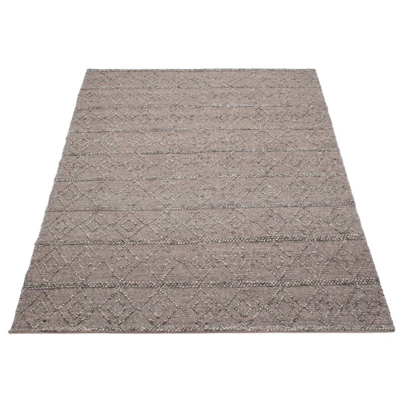 ECARPETGALLERY Braid weave Sienna Grey Wool Rug - 6'0 x 8'9