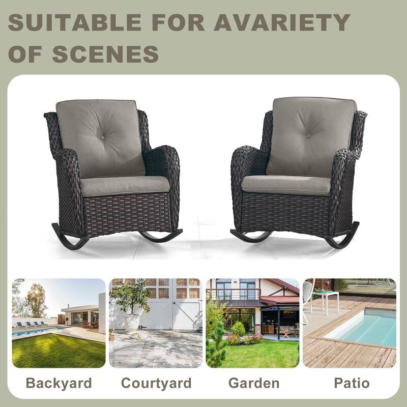 Patio Rocking Chair with Comfortable Cushions