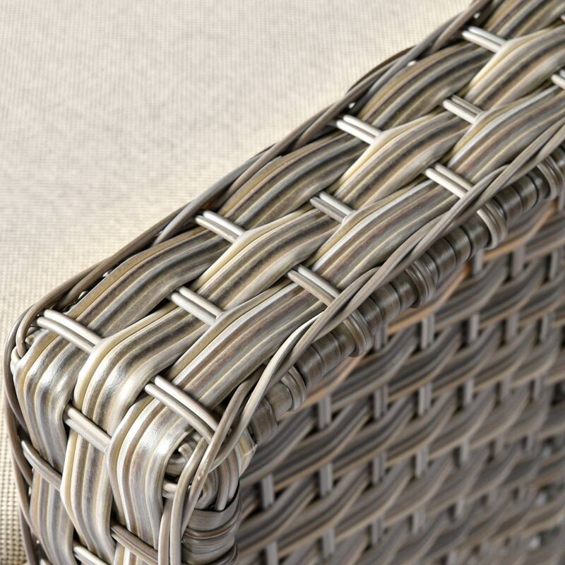 OVIOS 5-piece Patio Wicker Conversation Set With Fire Table