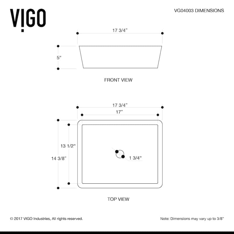 VIGO Rectangular Vessel Bathroom Sink