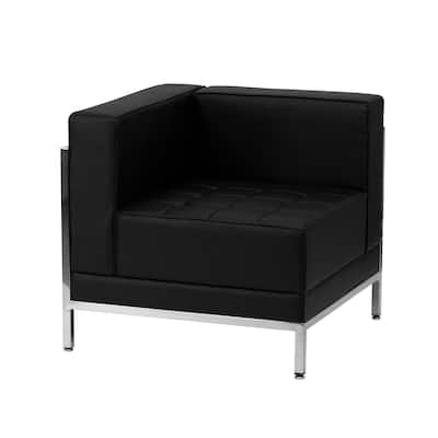 LeatherSoft Modular Left Corner Chair with Quilted Tufted Seat - 28.5"W x 28.5"D x 27.5"H - 28.5"W x 28.5"D x 27.5"H