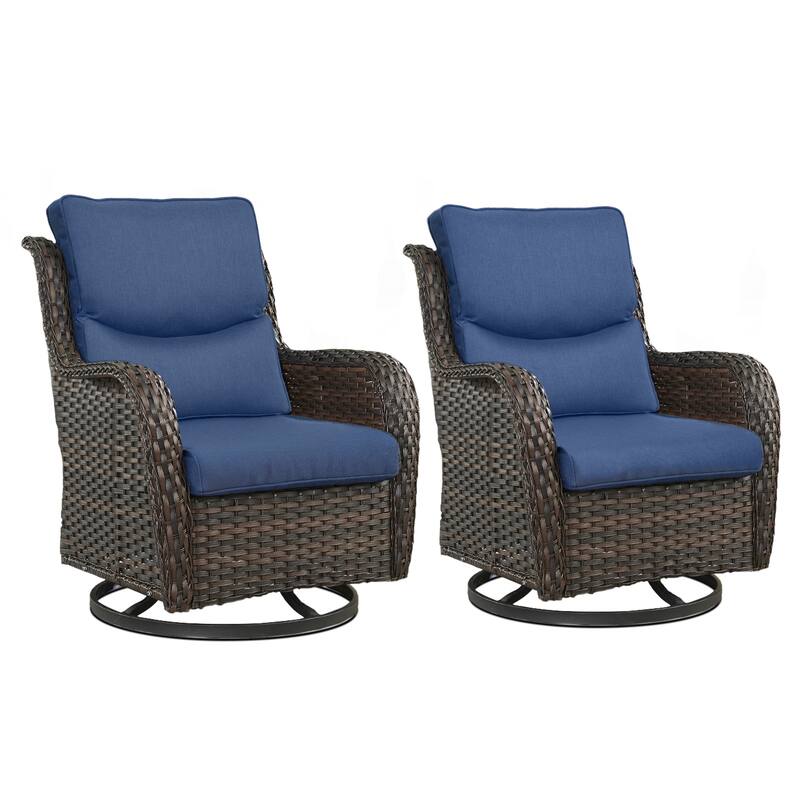 2 Pieces Outdoor Gliders Swivel Chairs with 5-Inch Thick Cushions