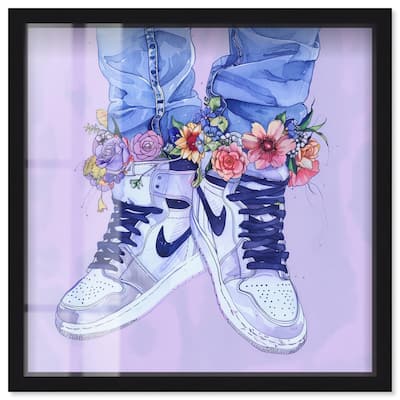 Lilac Floral Bloom Sneakers Shadowbox by Art Remedy
