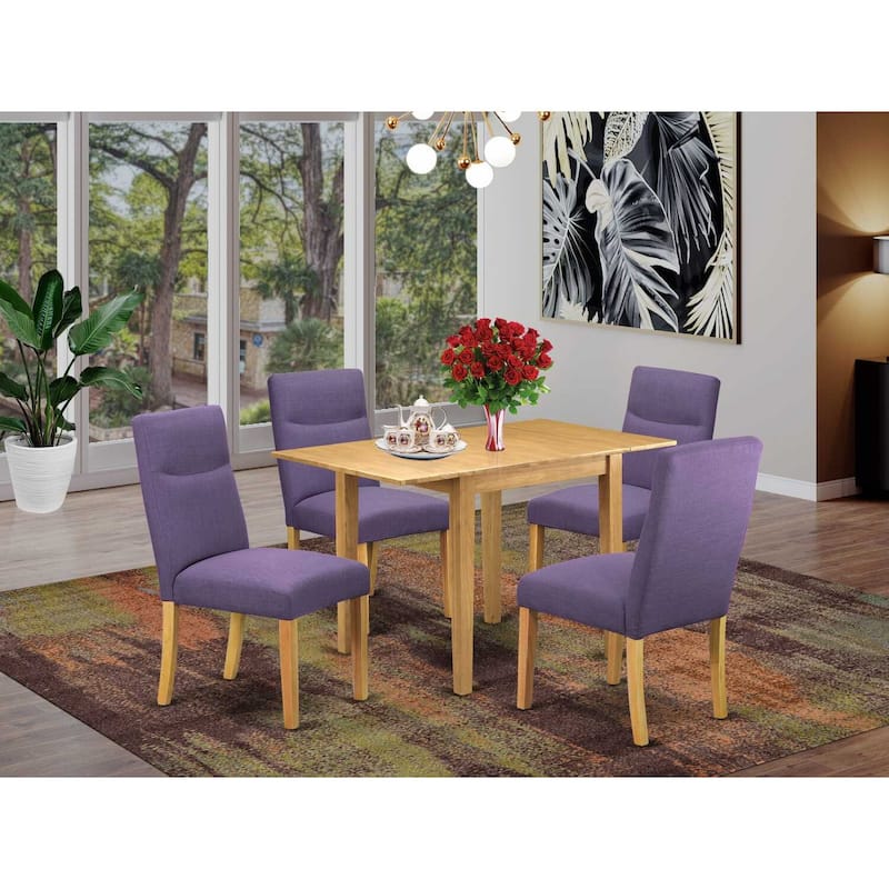 HomeStock 5-Pc Natural Oak Finish Solid Wood Top - Dining Room Set - Seats 4