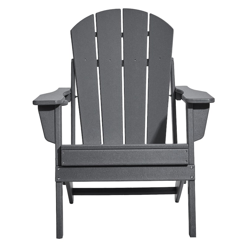 Set of 2 HDPE Folding Adirondack Chair with Wider Seat and Curved Backrest Ideal for Outdoor Use - 31.5 × 29.7 × 36.0 in