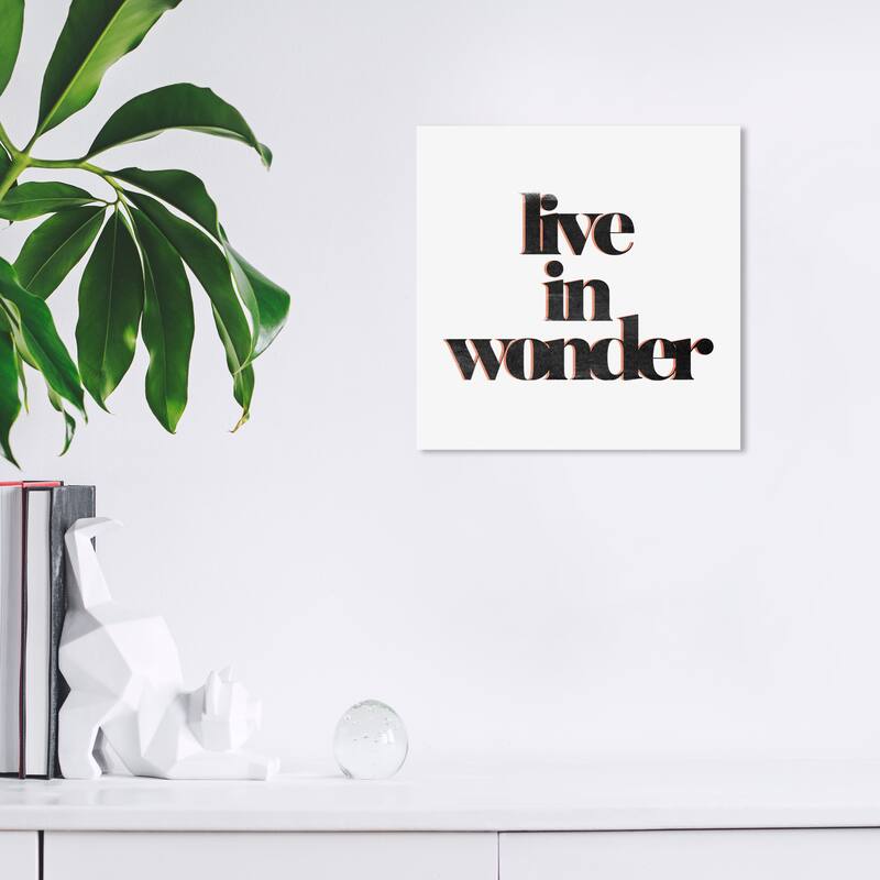 Wynwood Studio Prints Typography and Quotes Live In Wonder Black and Modern & Contemporary Wall Art Canvas Print - 12 x 12