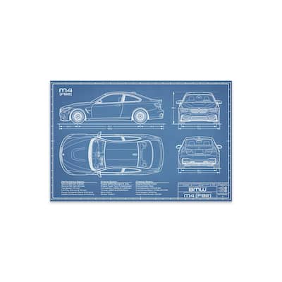 BMW M4 (F82) Blueprint Print On Acrylic Glass by Action Blueprints