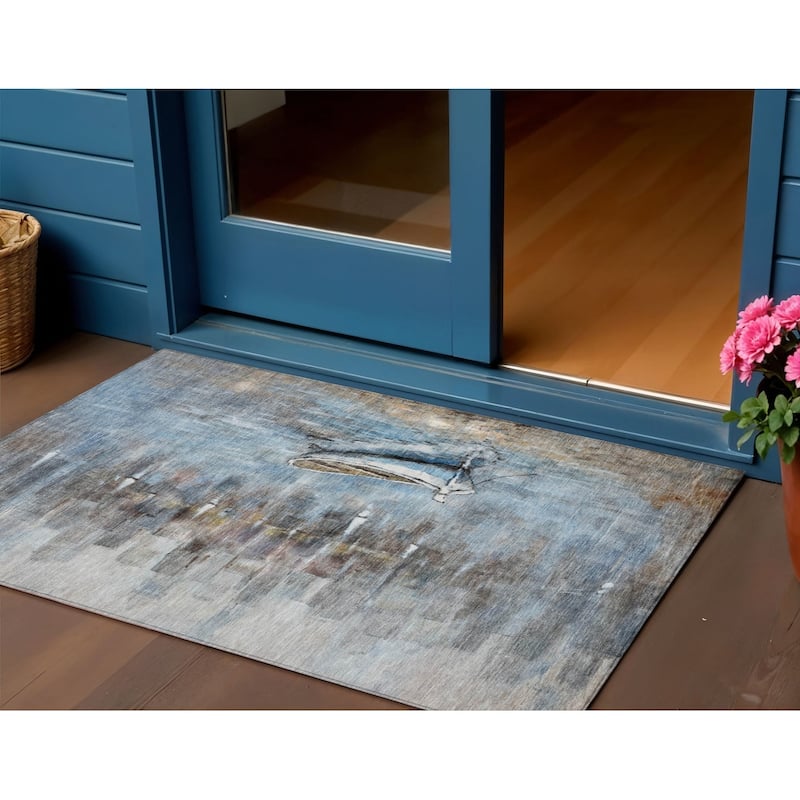 HomeRoots Nautical Transitional Rectangle Outdoor Rug - 3' x 5'