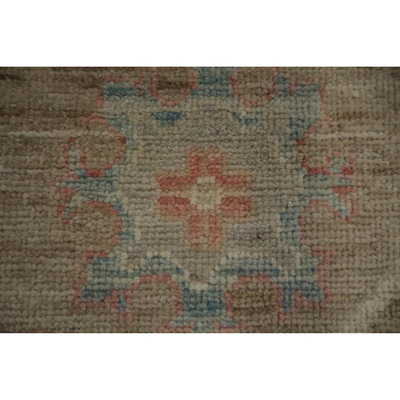 Hand Knotted Oriental 100% Wool Carpet Transitional All-Over Brown Oushak Area Rug - 12' 0'' X 9' 0''