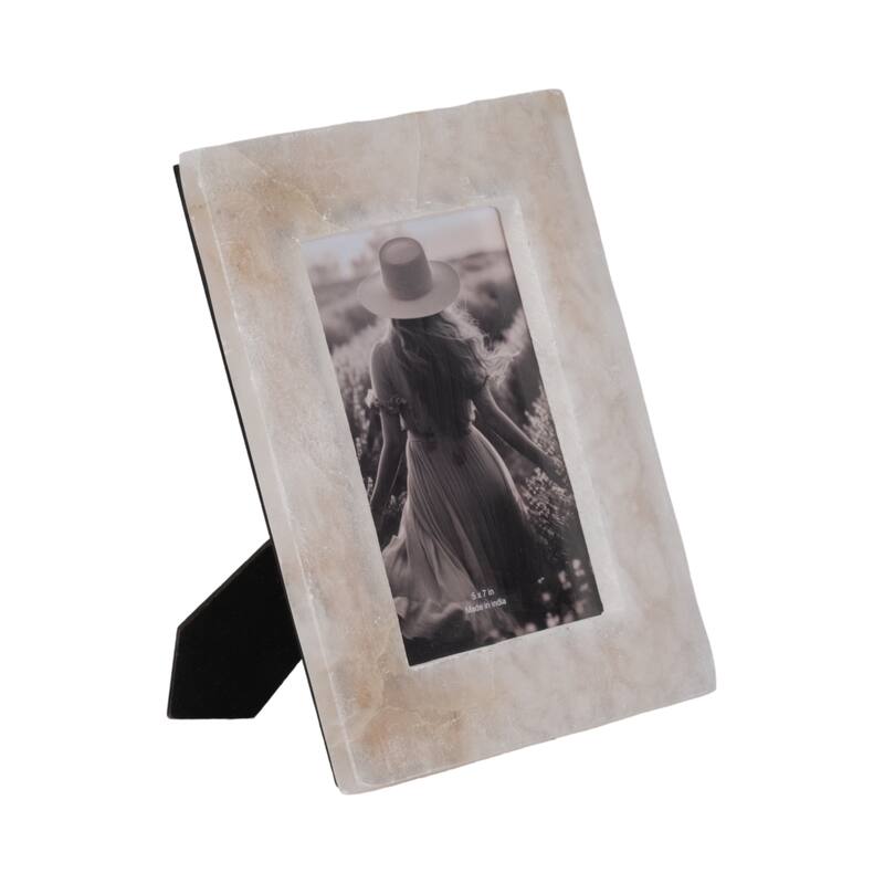 Sagebrook Home Alabaster Photo Frame, White, Rectangle