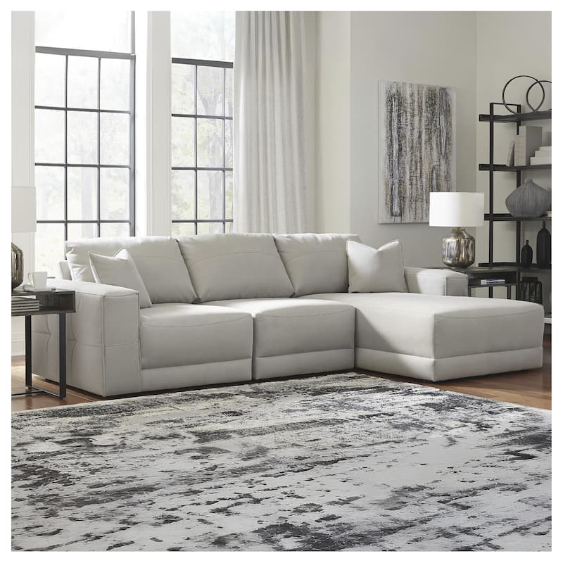 Signature Design by Ashley Next-Gen Gaucho Light Gray 3-Piece Sectional Sofa with Chaise - 113" W x 68" D x 36" H - Right Facing