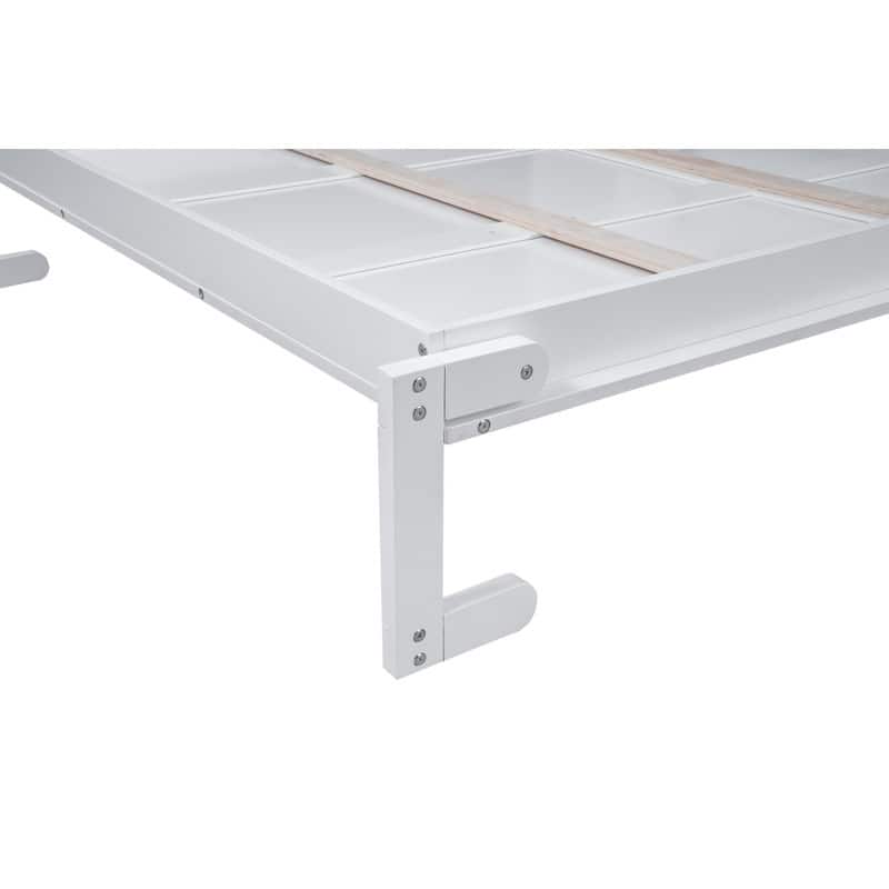 Queen Size Murphy Bed Wall Bed with Shelves and LED Lights