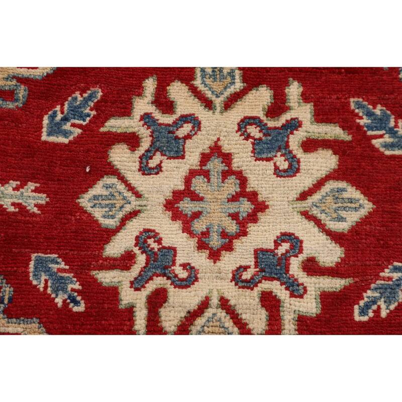 Traditional Red Kazak Foyer Rug Hand-Knotted Foyer Wool Carpet - 3'2" x 5'3"