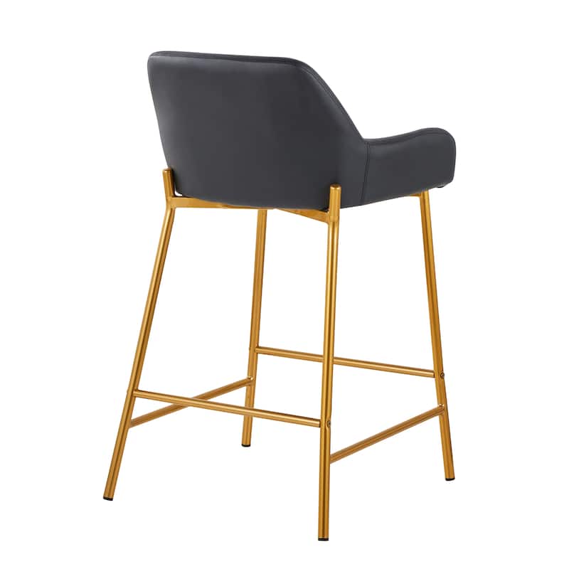 Silver Orchid Galotti Gold Fixed-Height Upholstered Counter Stool - Set of 2