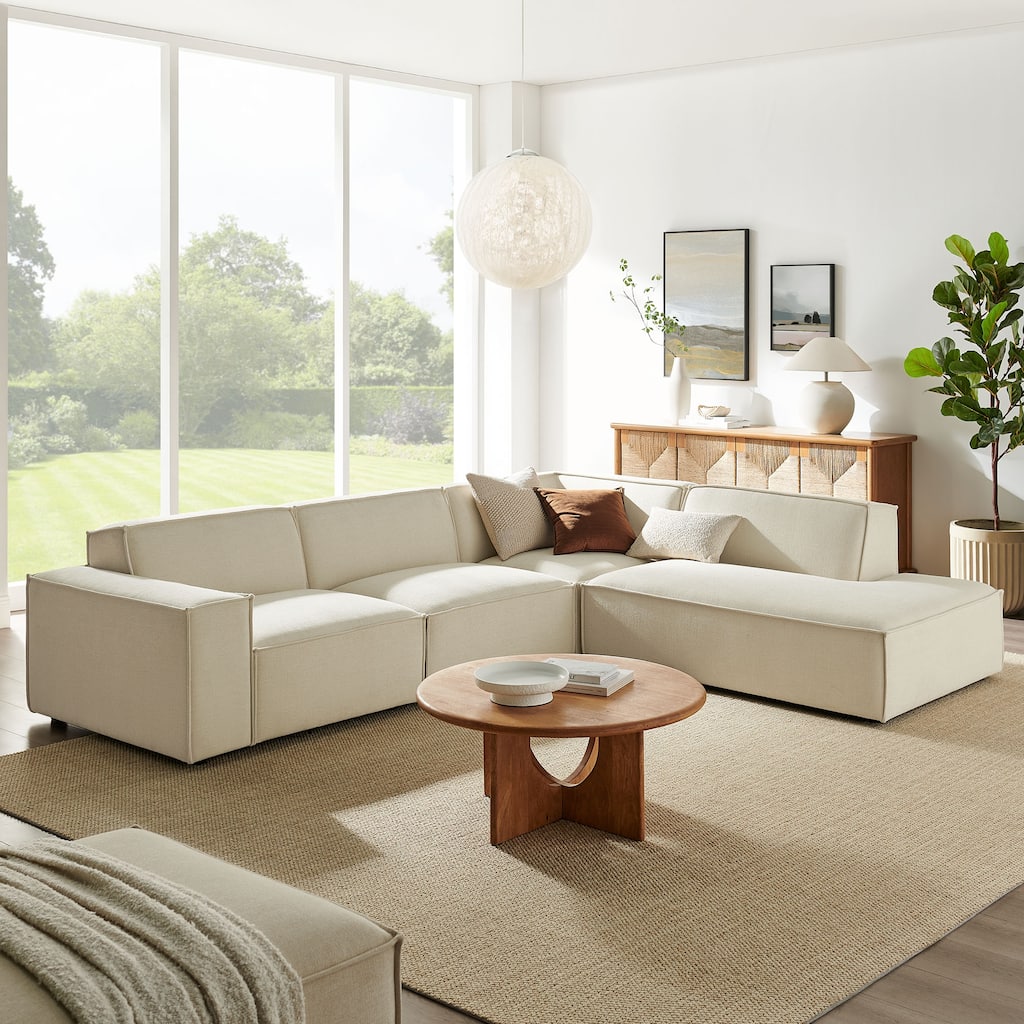 Restore 4-Piece Performance Fabric Upholstered Modular L-Shaped Sofa