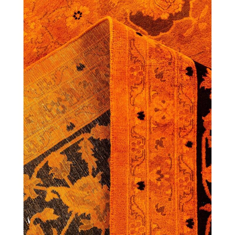 Overton Hand Knotted Wool Vintage Inspired Modern Contemporary Overdyed Orange Area Rug - 8' 3" x 10' 4"