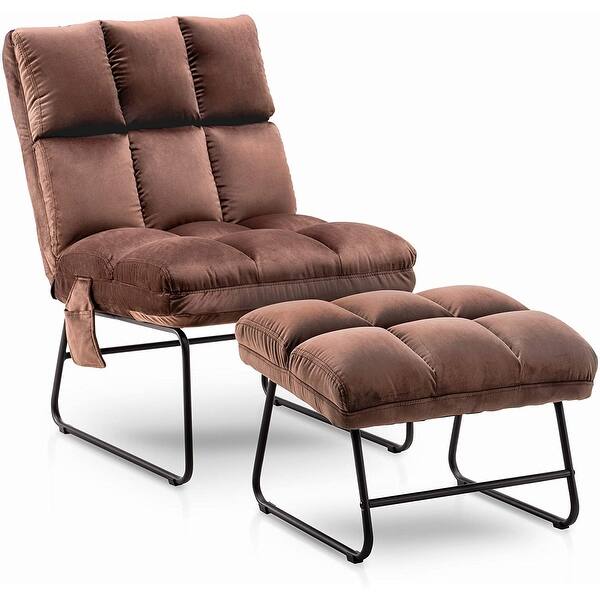 Mcombo Accent Chair With Ottoman Velvet Modern Side Pocket Metal Legs Club Chair Lounge Sofa Couch 0014 On Sale Overstock 32521410