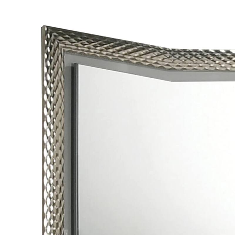 Vino 41 x 44 Dresser Mirror w LED, Glam Gray Wood, Silver Trim - Gray, Nickel