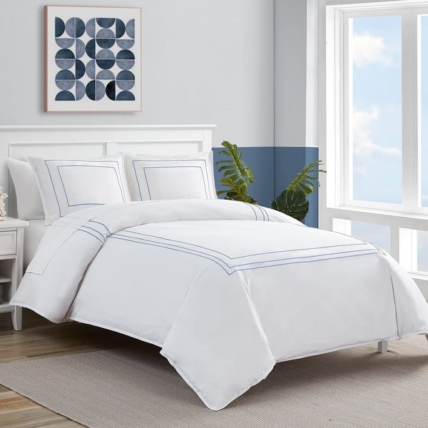slide 2 of 6, Nautica Alden Cotton-Rich White Duvet Cover Set