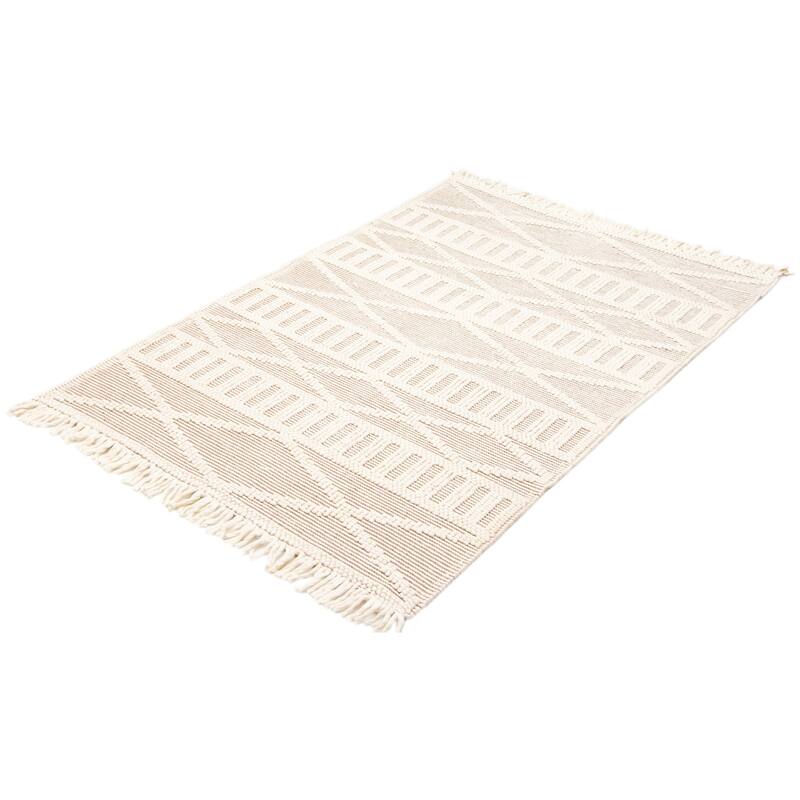 ECARPETGALLERY Braid weave Sienna Cream Wool Rug - 4'11 x 7'3