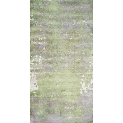 Hand Knotted Oriental Viscose Silk Carpet Modern All-Over Green Abstract Area Rug - 4' 0'' X 2' 0''