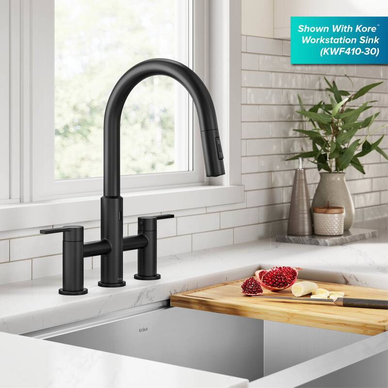 Kraus KSF-3122 Oletto 1.8 GPM Bridge Pull Down Kitchen Faucet