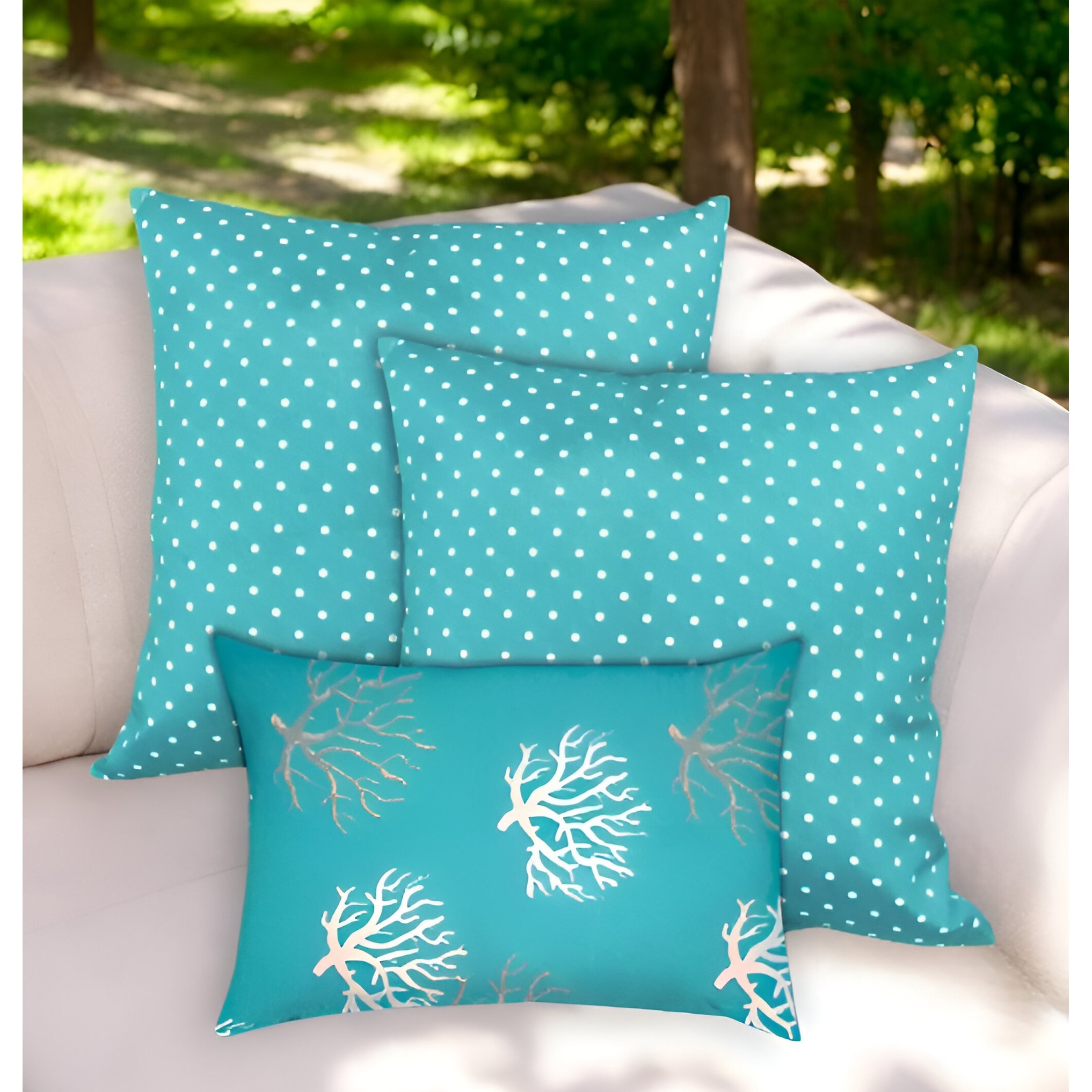 Polka dot outdoor pillows top