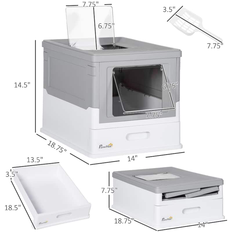 PawHut Fully Enclosed Cat Litter Box with Scoop