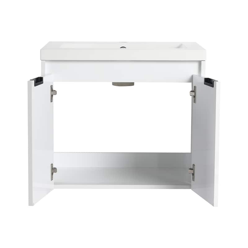 Float Mounting Bathroom Vanity With Resin Sink