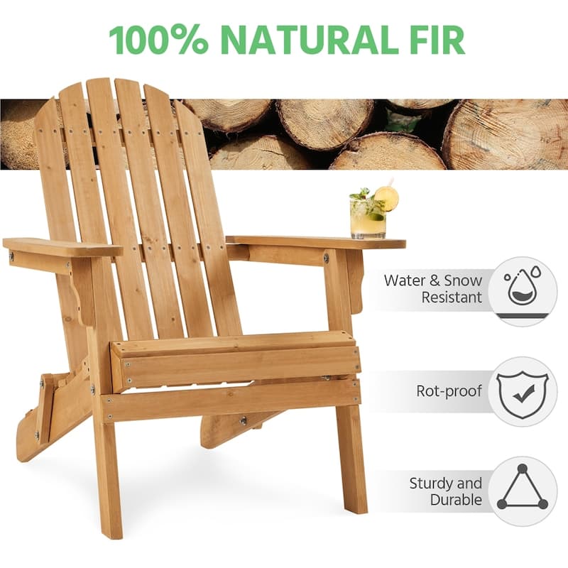 Yaheetech 2-piece Folding Adirondack Chair Solid Wood Garden Chair Weather Resistant