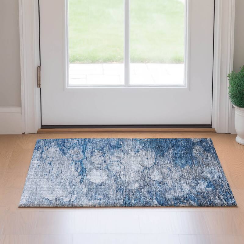Premium Washable Super Soft Contemporary Ripples Mayfield Rug - Blue - 1' 8" x 2' 6" - Rectangle
