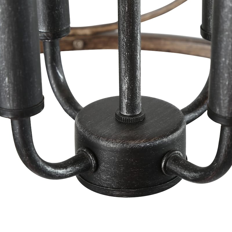 Modern Farmhouse 4-Light Cylinder Wood Grain Chandelier