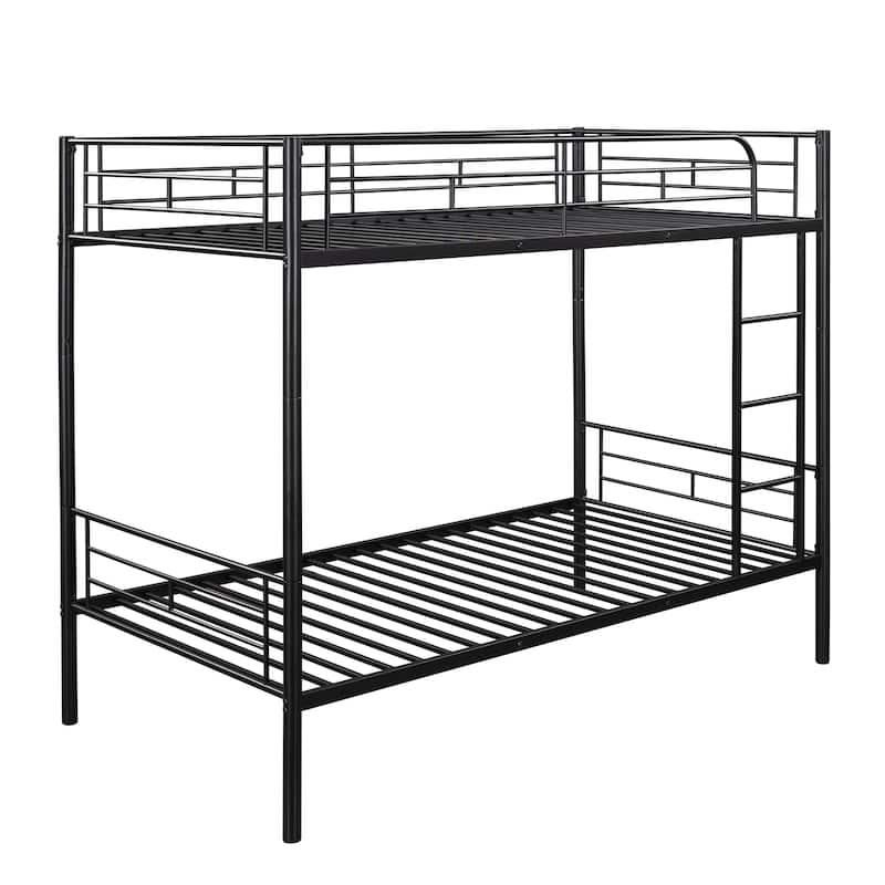 Twin Over Twin Metal Bunk Bed (Black)