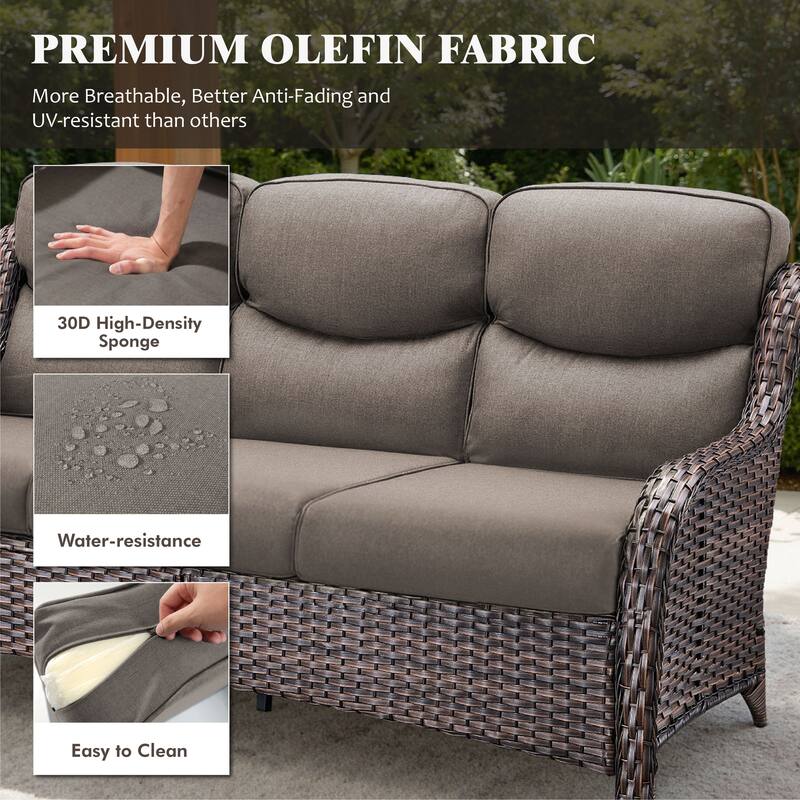 Meyreso 5-Piece Wicker Outdoor Patio Conversation Set with 5-Inch Thick Olefin Cushions