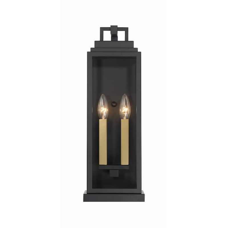 Aspen 2 Light Matte Black Outdoor Sconce - 6.5"W x 19"H x 5.25"D - 6.5"W x 19"H x 5.25"D