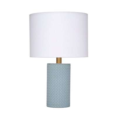 Alden Decor Heritage Leather Table Lamp with Linen Shade
