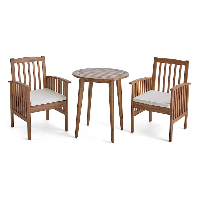 Casa Outdoor 2-Seater 28" Round Acacia Wood Bistro Set with Straight Legs by Christopher Knight Home