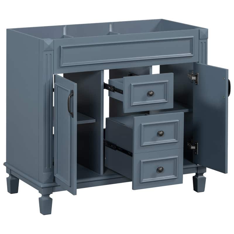 36" Bathroom Vanity without Top Sink, Bathroom Cabinet with 2 Soft Closing Doors and 2 Drawers