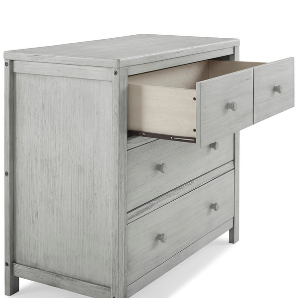 delta cambridge dresser rustic grey Delta Children Cambridge 3 Drawer Dresser with Interlocking Drawers, Rustic Mist